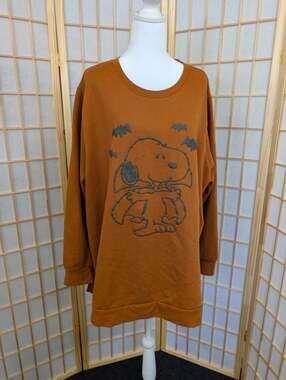Peanuts Snoopy Halloween Sweatshirt vampire bats plus size 22 / 24 orange brown